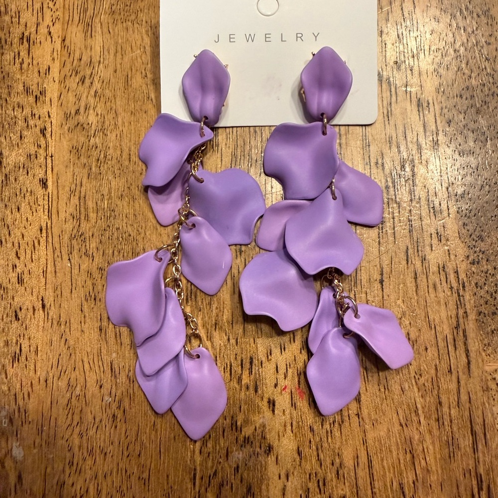 Lilac Petal Cascade Earrings by